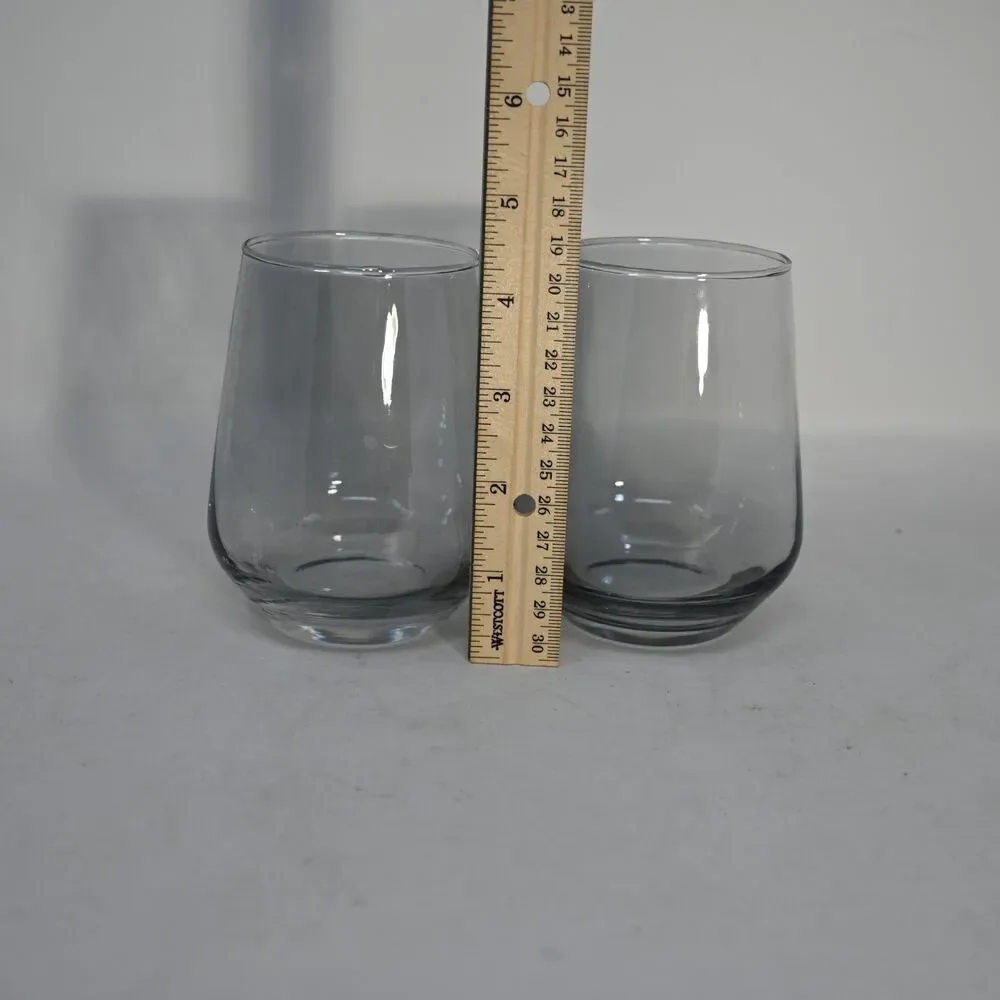 IKEA IVRIG Gray Stemless Drinking Glasses Smoke Tumbler Set of 2